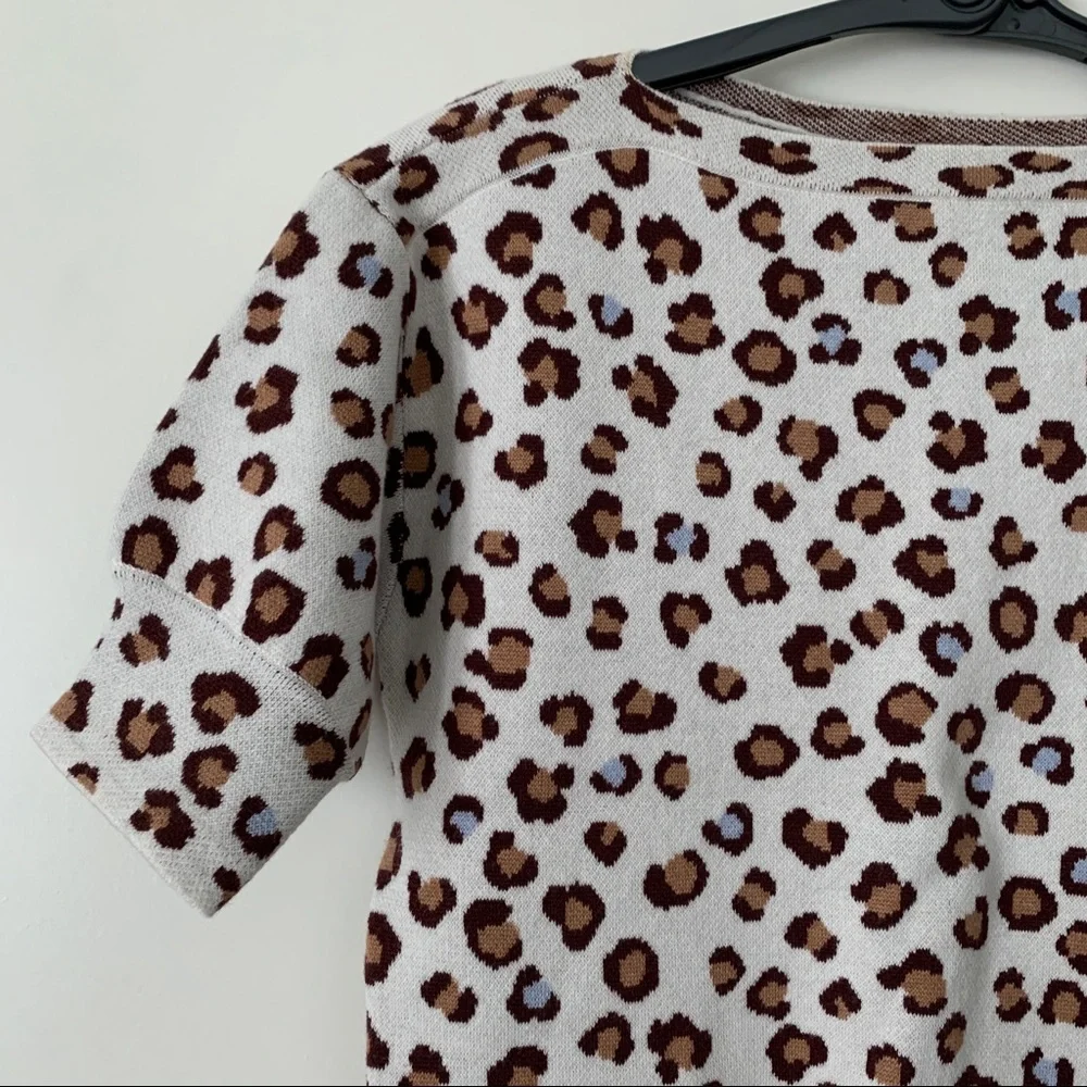 NWT Ann Taylor Sweater Tee Leopard Print Boatneck - Picture 4 of 10